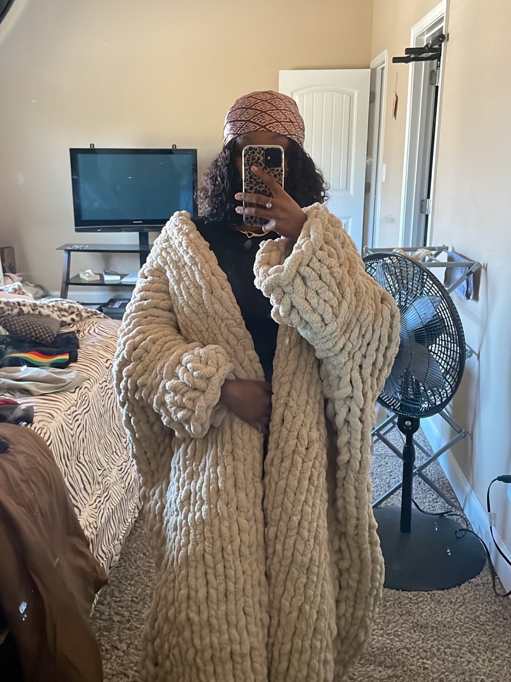 Oversized Cream Chunky Knit Cardigan Sweater
